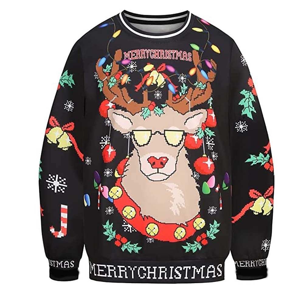 Christmas Elk Festive Holiday Printed Hoodie