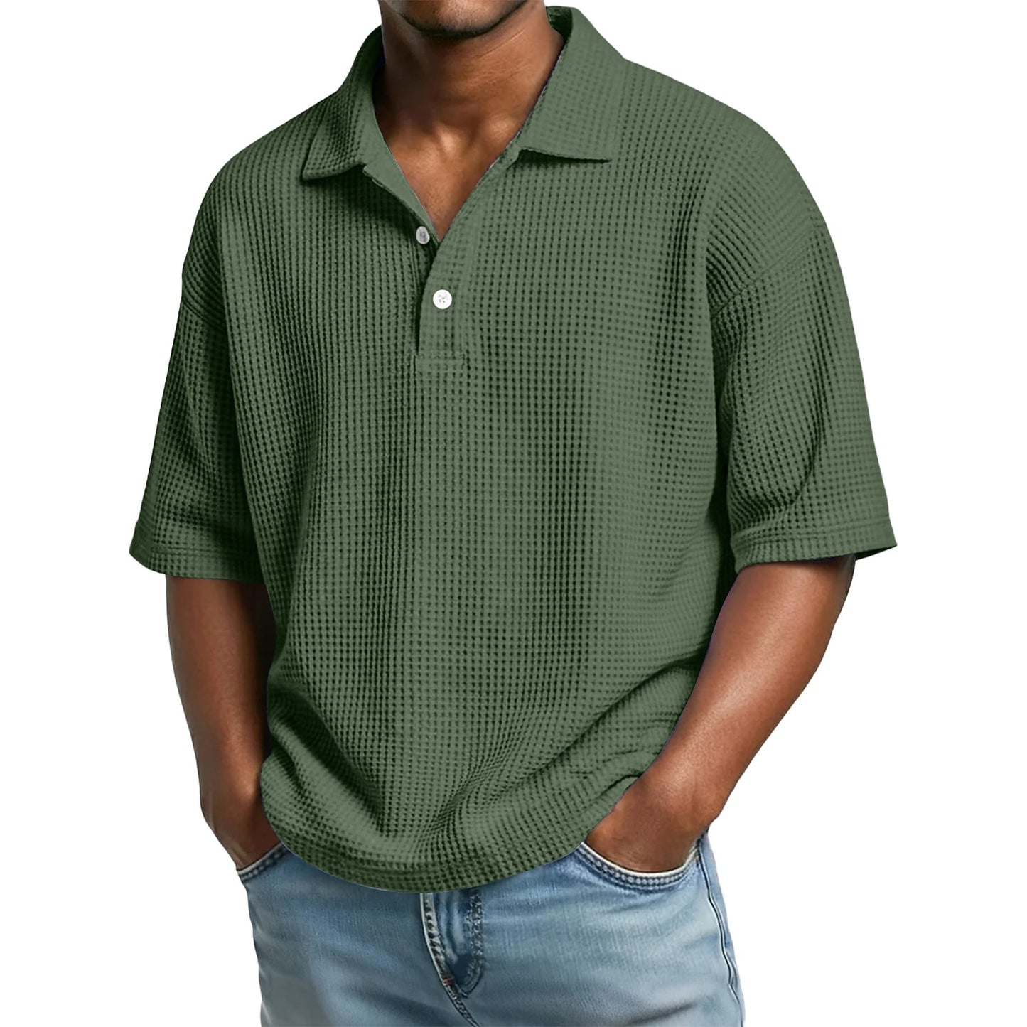 Men's Waffle Knit Polo Shirt