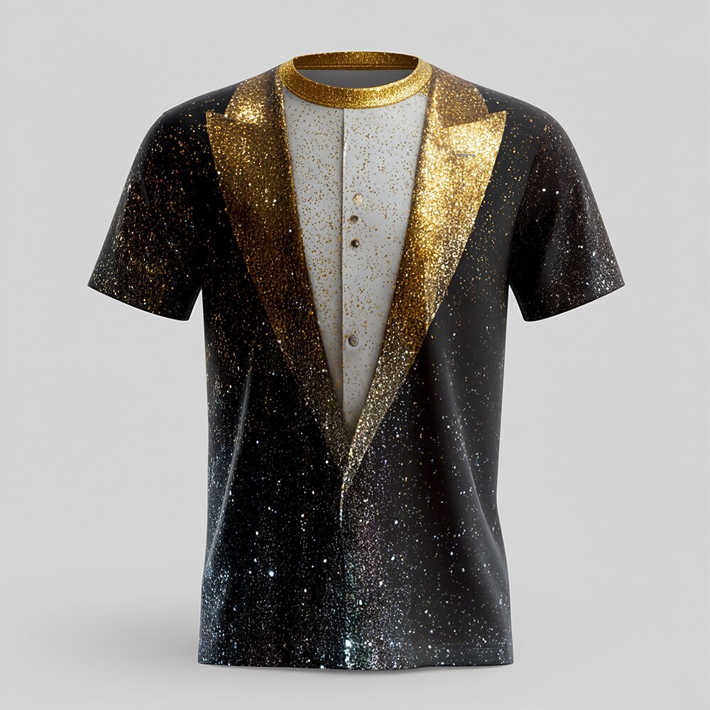 Men's Christmas Gold Tuxedo Party Tee