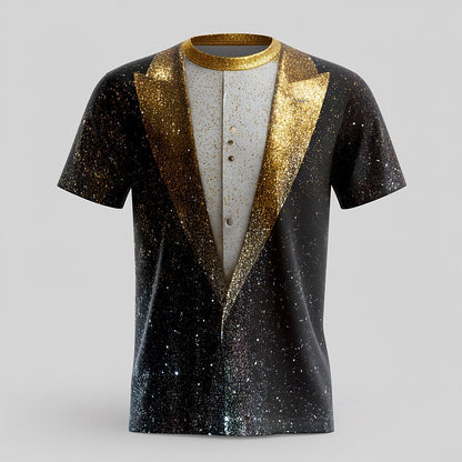 Men's Christmas Gold Tuxedo Party Tee