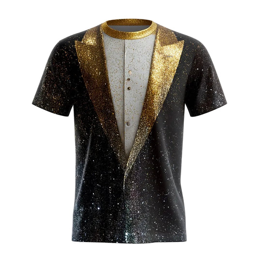 Men's Christmas Gold Tuxedo Party Tee