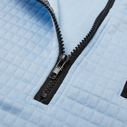 Quarter Zip Textured Waffle Polo