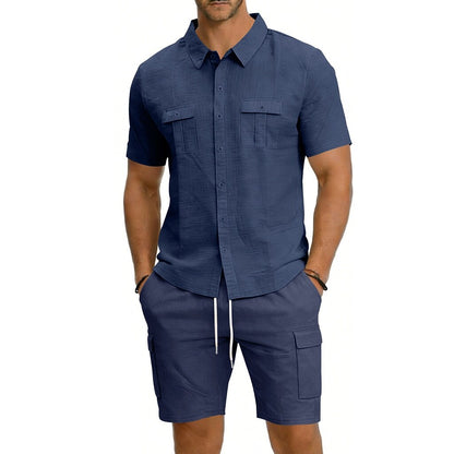 Cotton Linen Shirt & Shorts Set