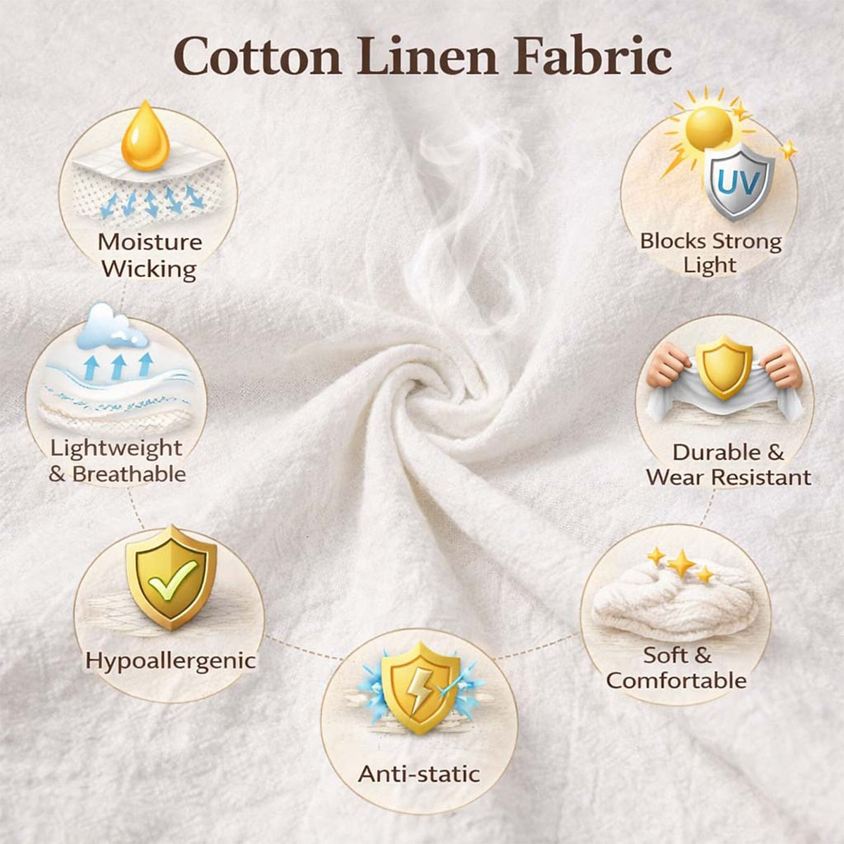 Men's Cotton Linen Shorts - Elastic Waist Multi Pockets