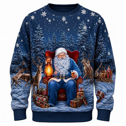 Men's Santa Claus Mix Print Crewneck Sweatshirt