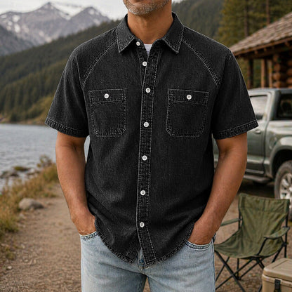 Vintage Feel Washed Cotton Work Shirt