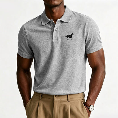 100% Cotton Embroidered Pique Knit Polo Shirt