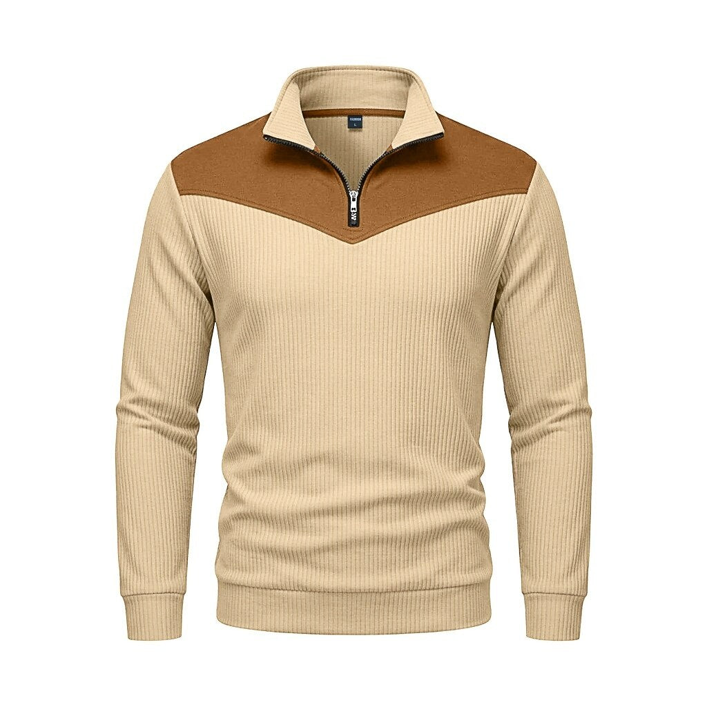 Colorblock Corduroy Quarter Zip Sweatshirt