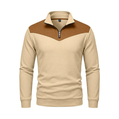 Colorblock Corduroy Quarter Zip Sweatshirt