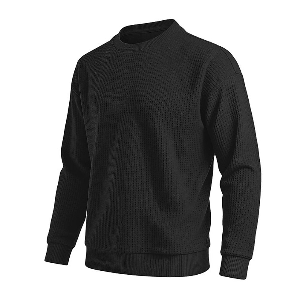 Classic Waffle Knit Crew Neck Sweatshirt