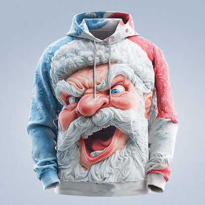 Santa Christmas White Graphic Pullover Hoodie