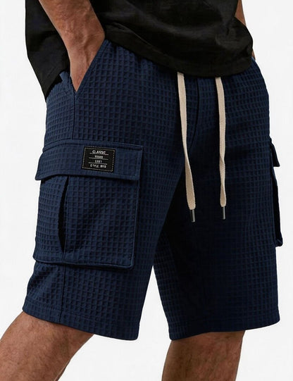 Lightweight Waffle Cargo Shorts With Pocket