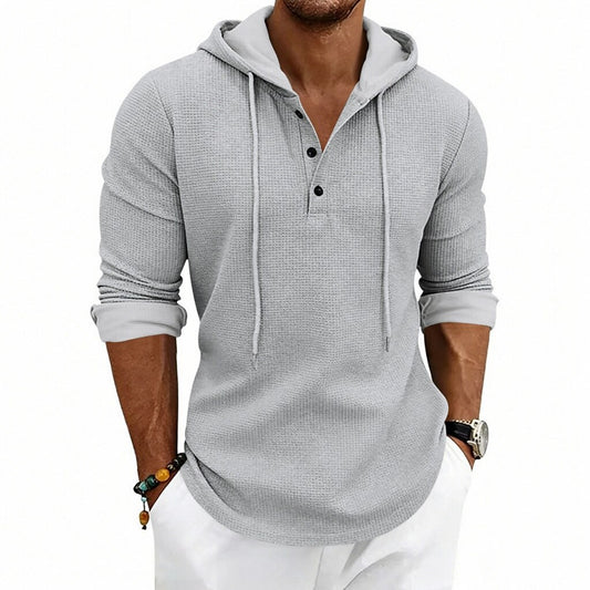 Textured Waffle Hooded Henley