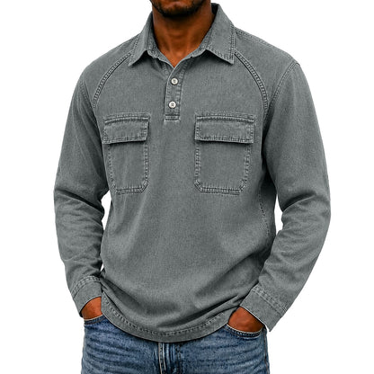 Vintage Washed Cotton Pocketed Polo