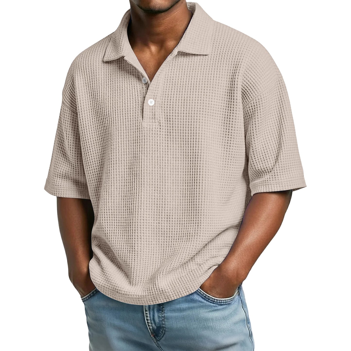 Men's Waffle Knit Polo Shirt
