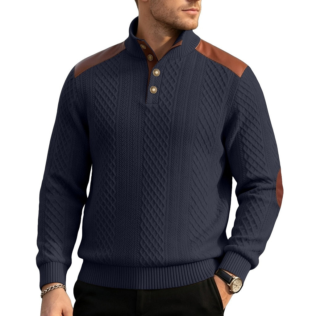 Patchwork Jacquard Textured Sweatshirt