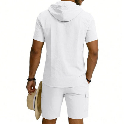 Men's 2-Piece Linen Set-Shirt and Shorts