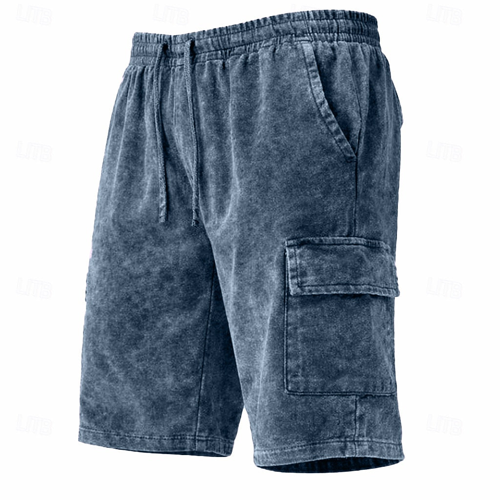 Acid Wash Cotton Pocketed Shorts