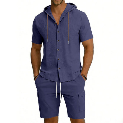 Men's 2-Piece Linen Set-Shirt and Shorts