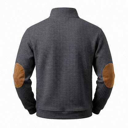 Textured Waffle Quarter Zip Pocket Sweatshirt