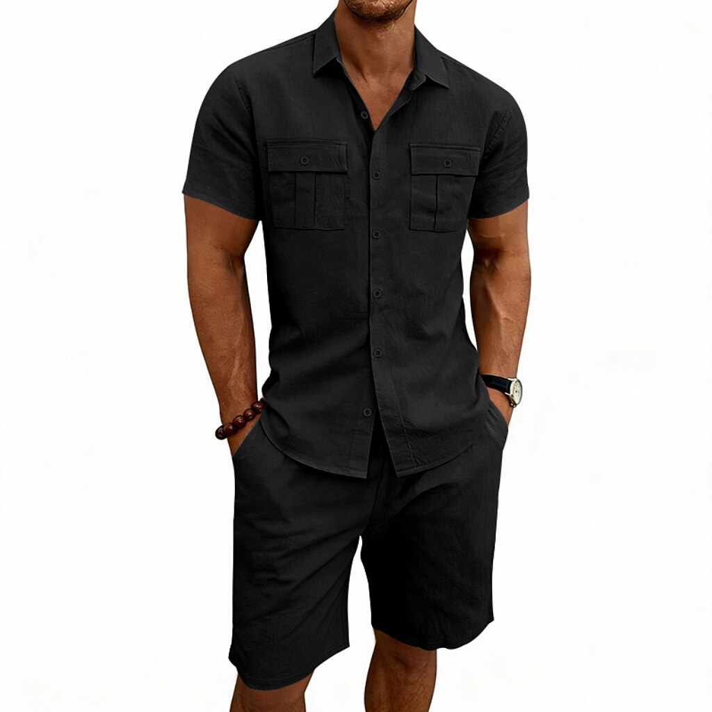 Men's Linen Shirt & Shorts Set