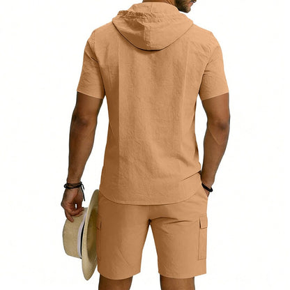 Men's 2-Piece Linen Set-Shirt and Shorts