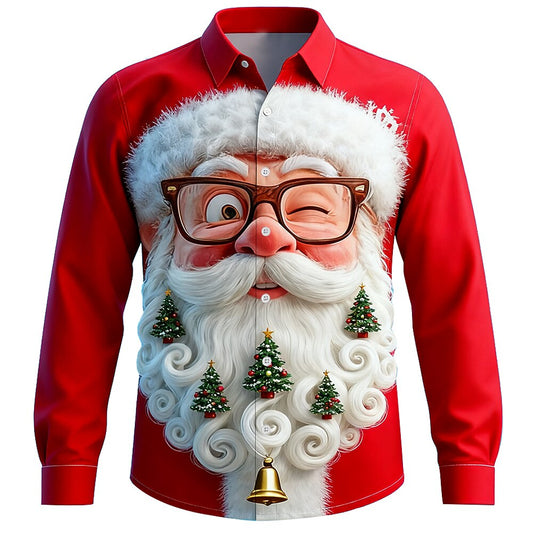 Men's Christmas Cartoon Santa Smile Shirt