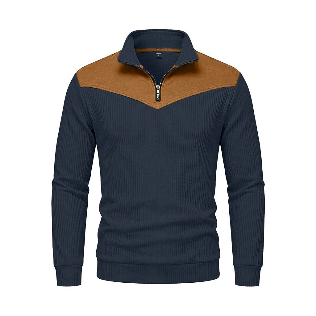 Colorblock Corduroy Quarter Zip Sweatshirt