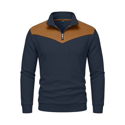 Colorblock Corduroy Quarter Zip Sweatshirt
