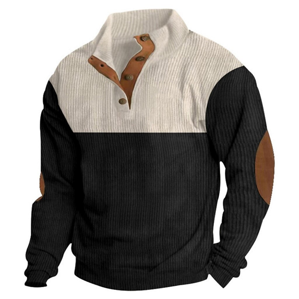 Stylish Patchwork Corduroy Sweatshirt