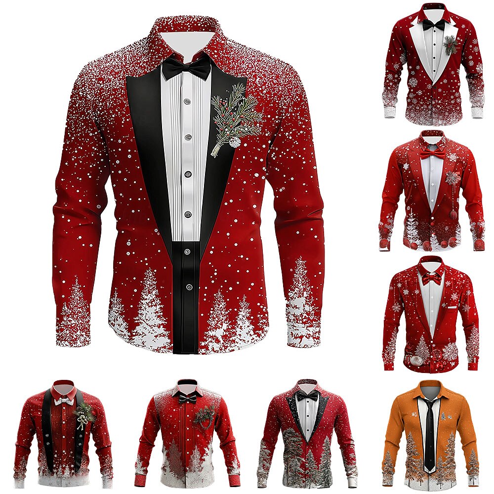Christmas Suit Tie Costume Button Shirt