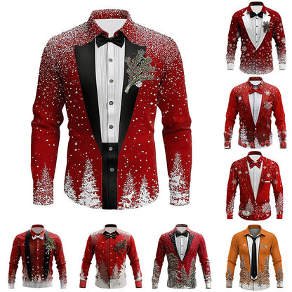 Christmas Suit Tie Costume Button Shirt