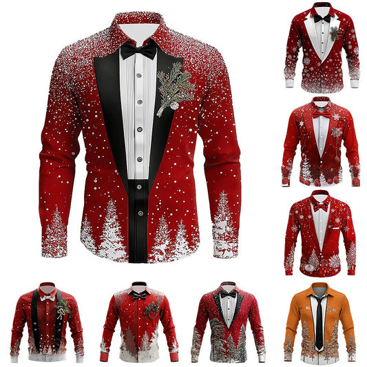 Christmas Suit Tie Costume Button Shirt