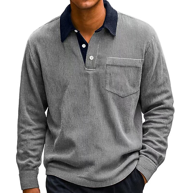 Colorblock Corduroy Polo Shirt