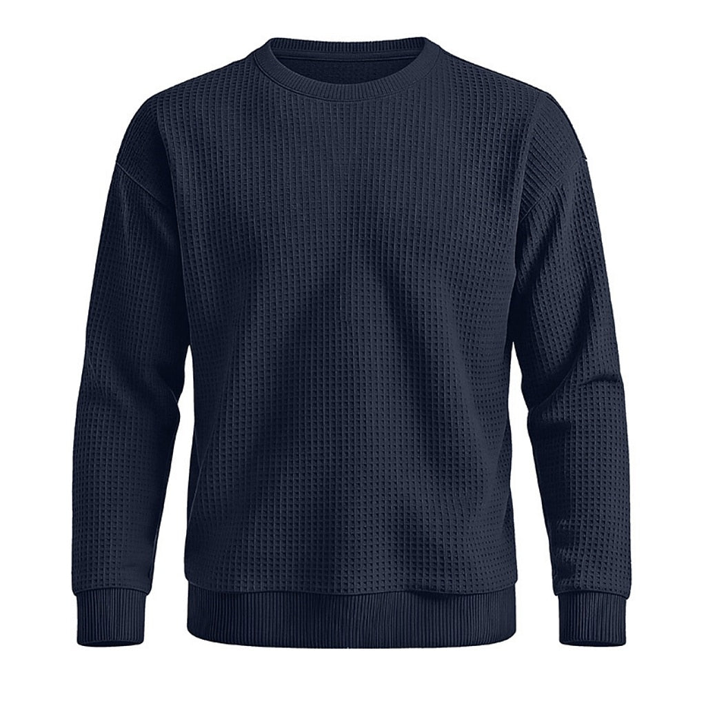 Classic Waffle Knit Crew Neck Sweatshirt