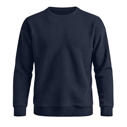 Classic Waffle Knit Crew Neck Sweatshirt