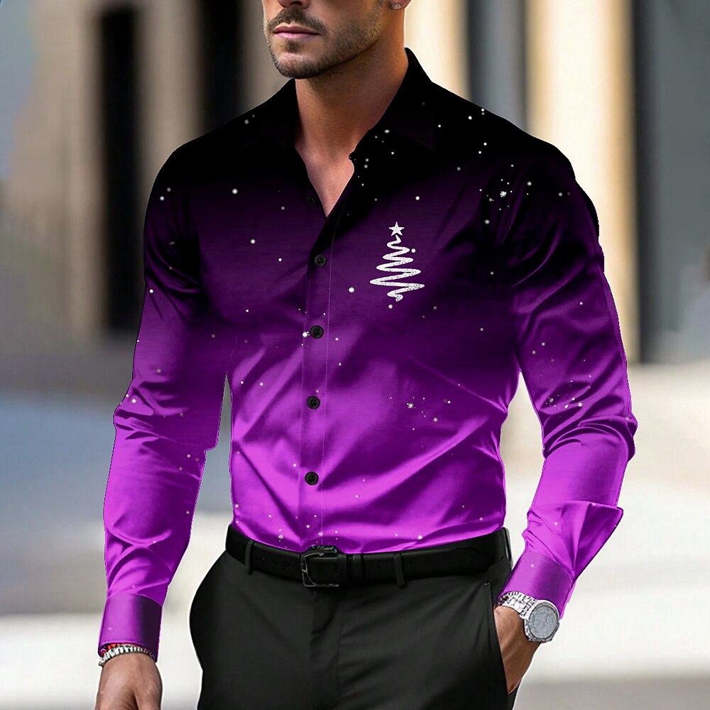 Christmas Tree Casual Dress Button Shirt