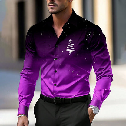 Christmas Tree Casual Dress Button Shirt