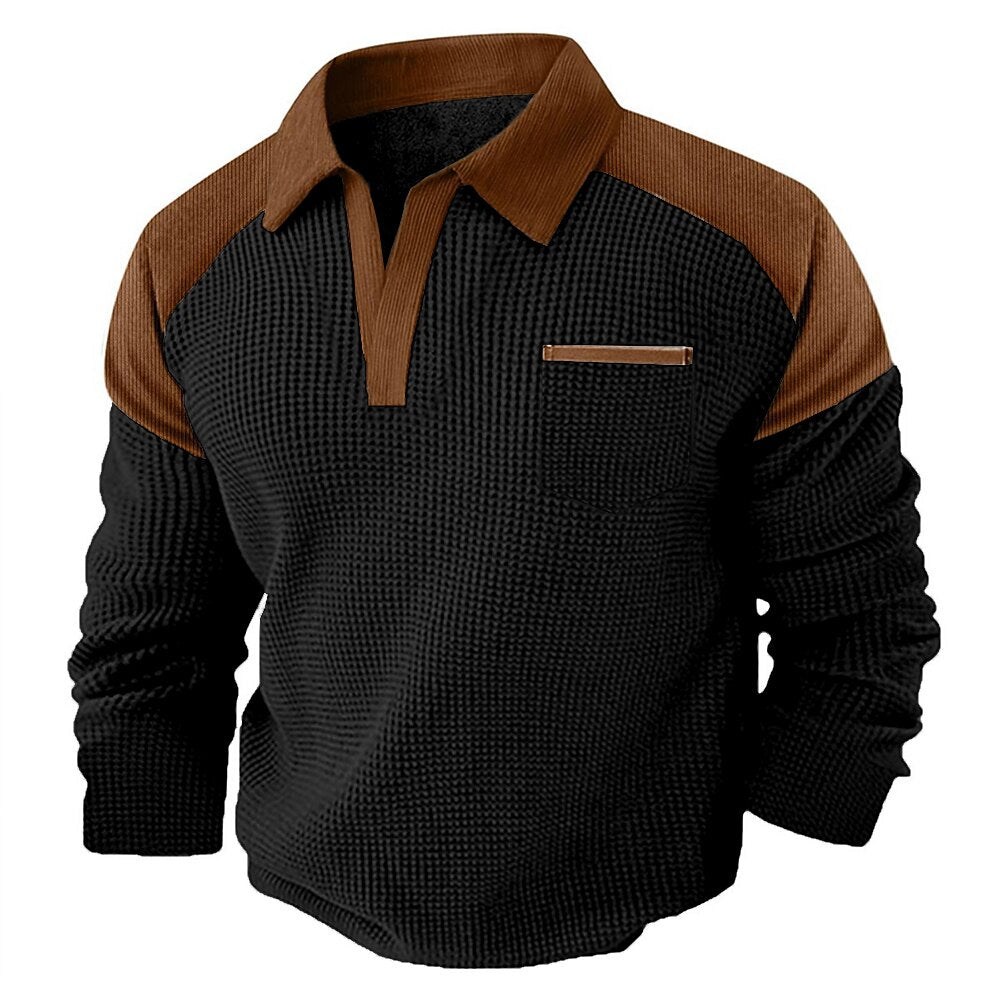 Colorblock Textured Waffle Polo