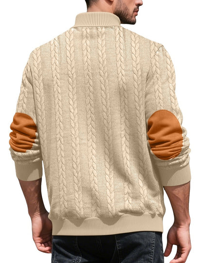 Jacquard Button Up Textured Sweatshirt