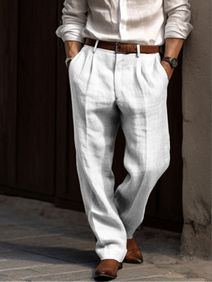 Men's Cotton Linen Pants - Casual Straight Leg