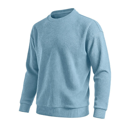 Classic Waffle Knit Crew Neck Sweatshirt