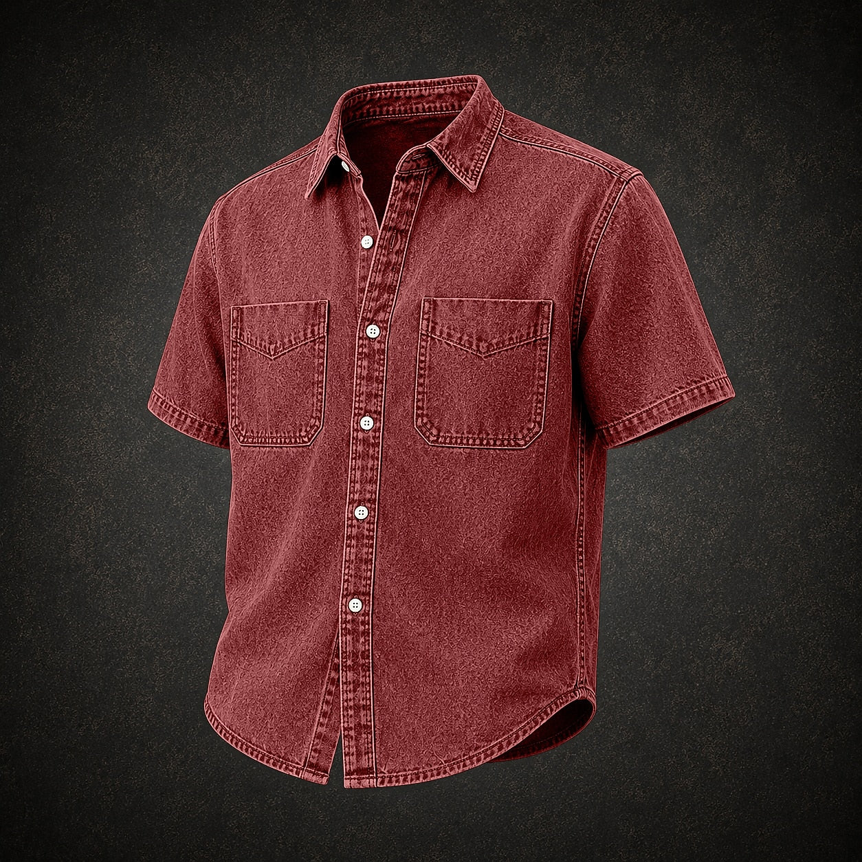 Broken-In Cotton Pocketed Denim Work Shirt