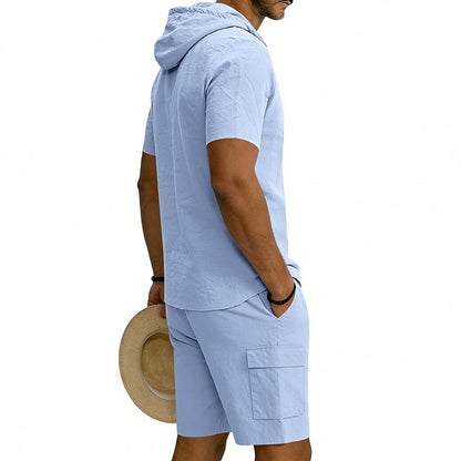 Men's 2-Piece Linen Set-Shirt and Shorts
