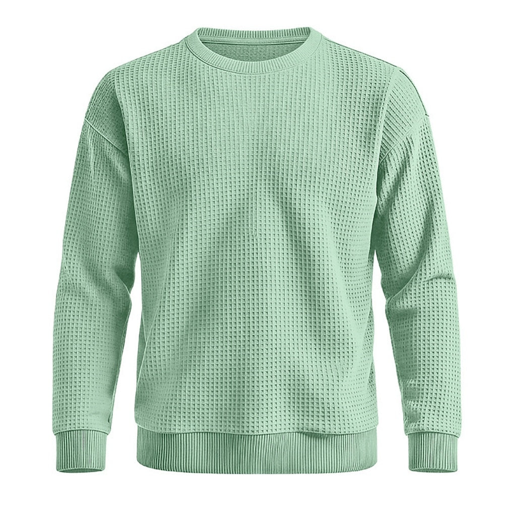 Classic Waffle Knit Crew Neck Sweatshirt