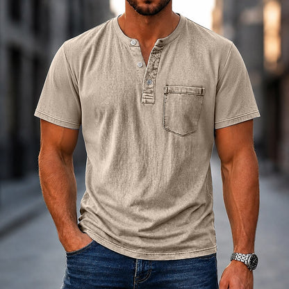 Vintage Washed 100% Cotton Henley